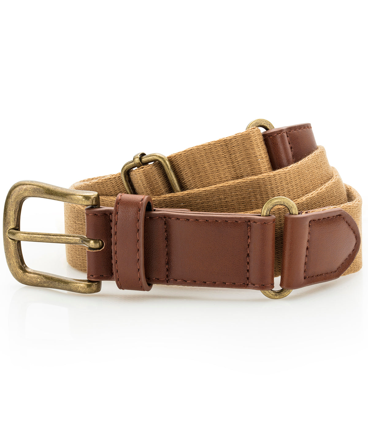 Faux leather and canvas belt - AQ902 - Camel One size - Customisable Belts