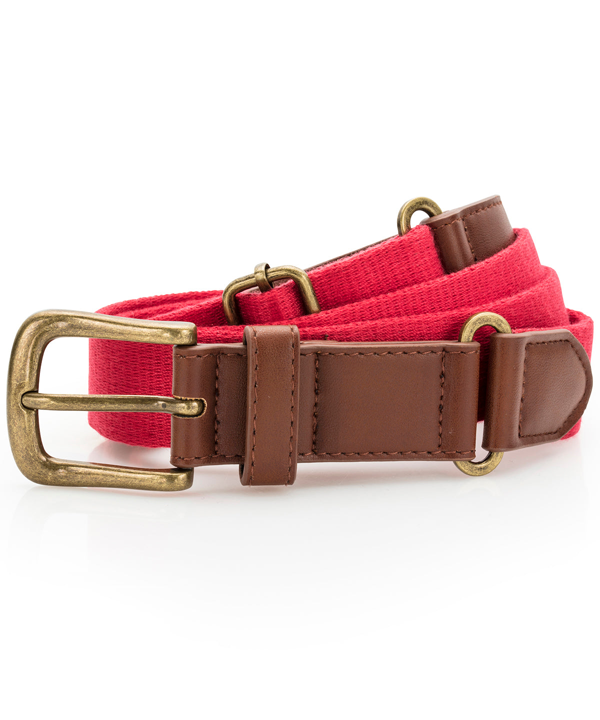 Faux leather and canvas belt - AQ902 - Cherry Red One size - Customisable Belts