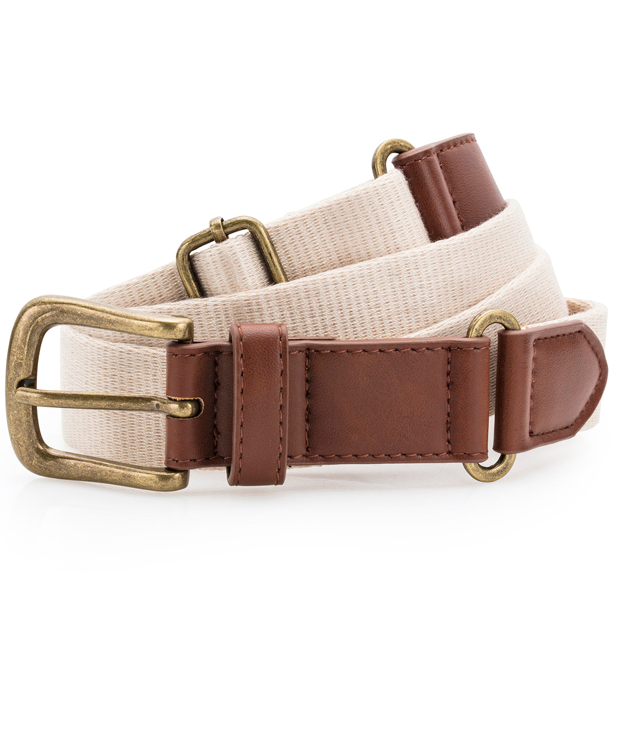 Faux leather and canvas belt - AQ902 - Natural One size - Customisable Belts