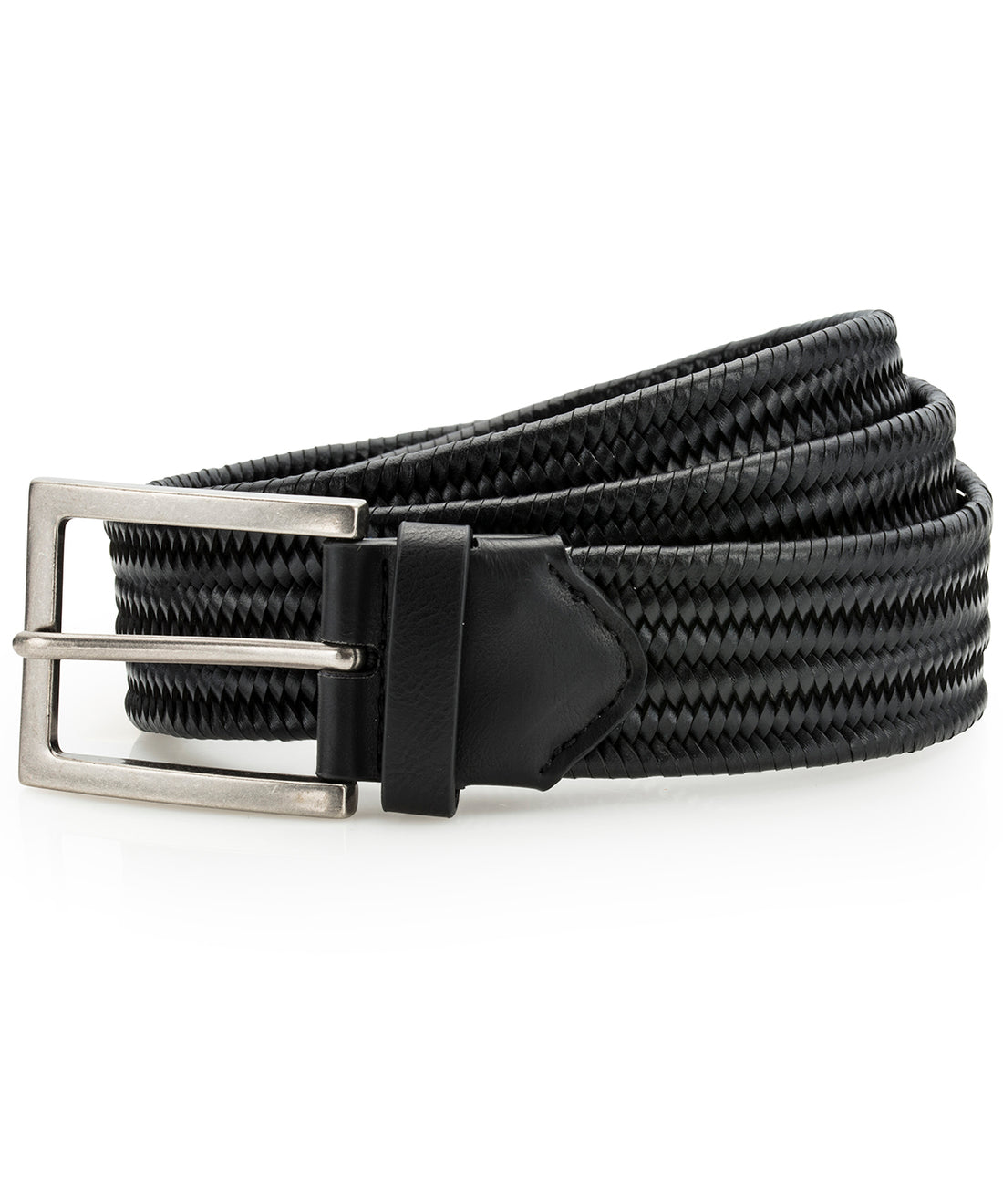 Leather braid belt - AQ903 - Black One size - Customisable Belts