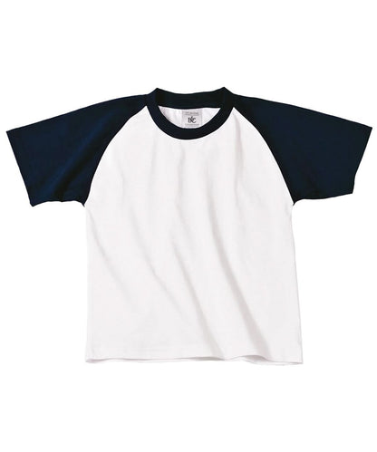 B&amp;C Collection Baseball kids B111B - White Navy - Customisable T-Shirt