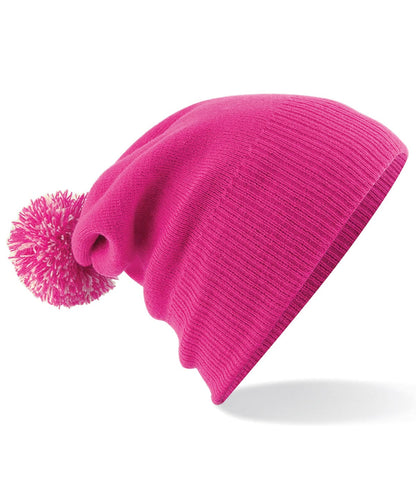 Beechfield Junior snowstar beanie B450B - Fuchsia Off White One size - Customisable Beanies