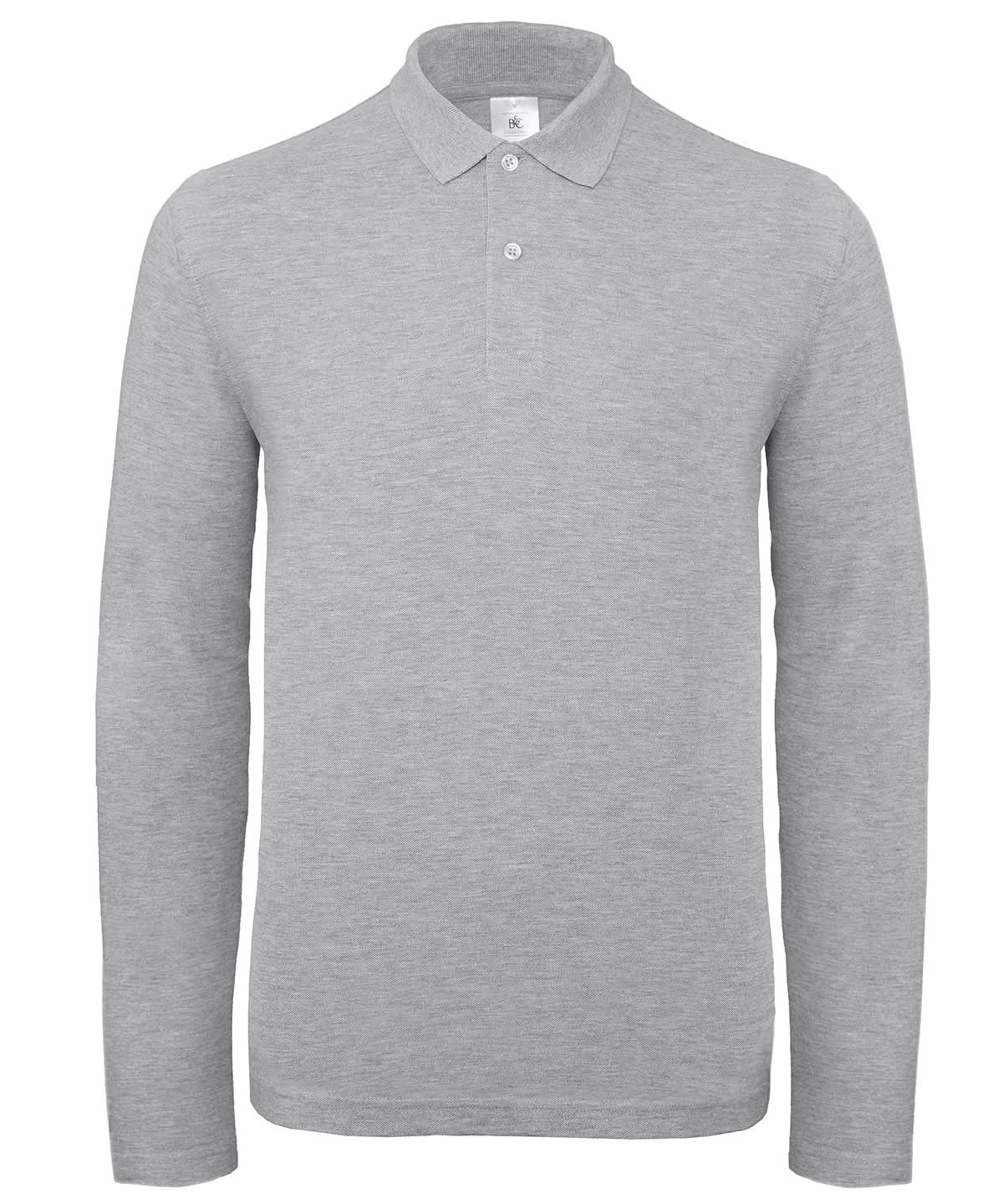 B&amp;C Collection ID001 LSL BA290 - Heather Grey - Customisable Polos