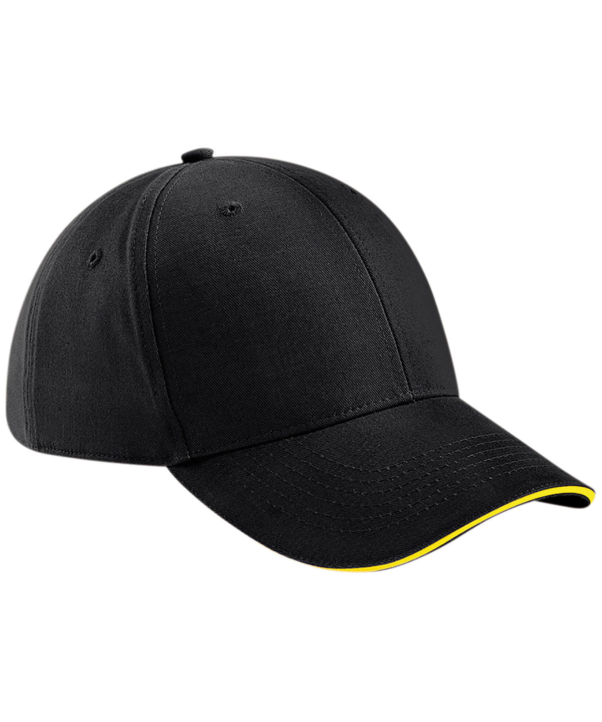 Athleisure 6 Panel Cap - B20 - Black Yellow O S - Customisable Caps
