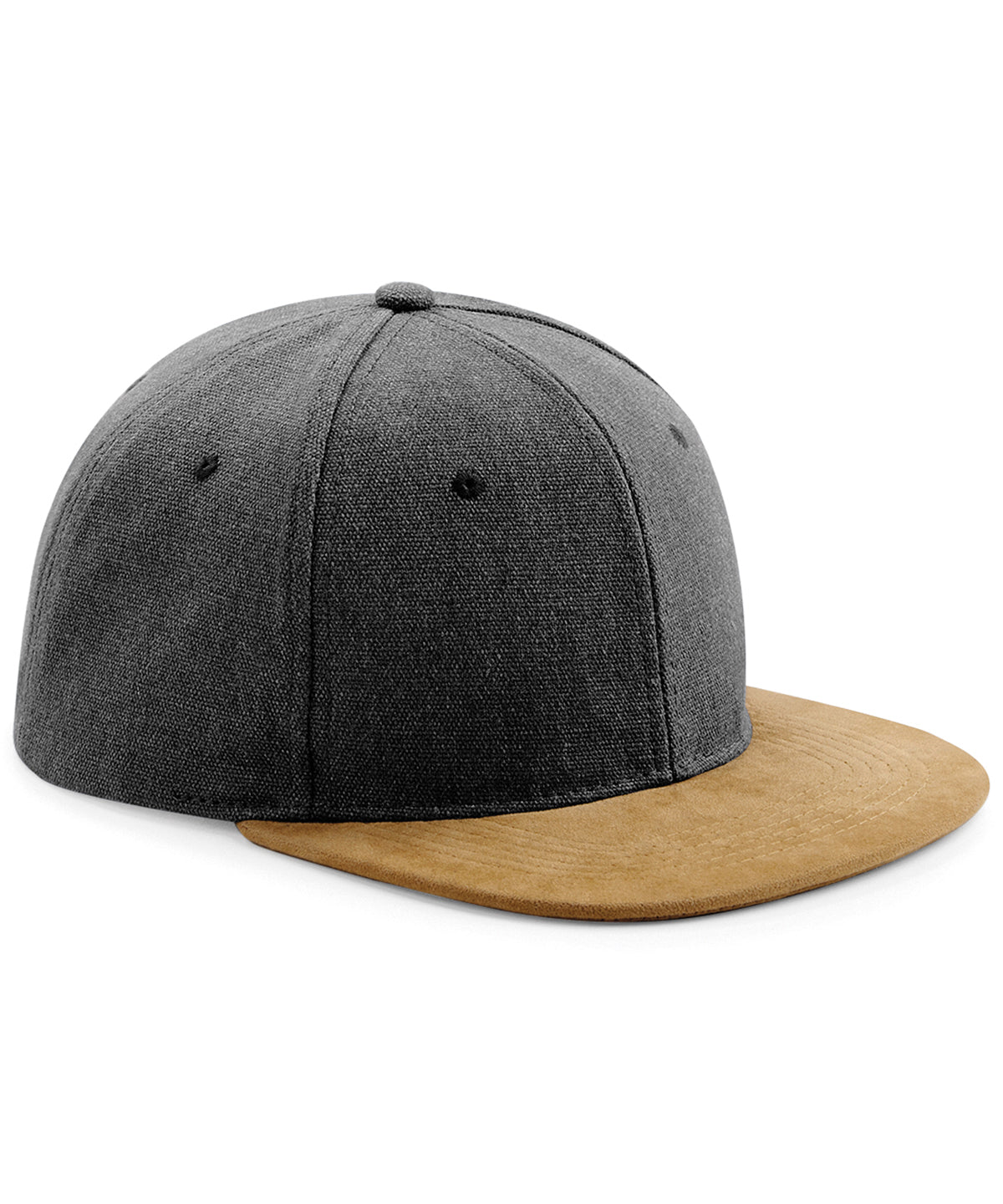 Suede peak snapback - BC668 - Vintage Black One size - Customisable Caps