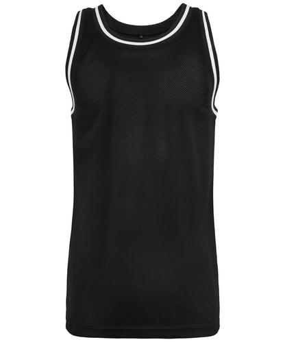 Build Your Brand BYB Mesh tank top BY009 - Black White - Customisable T-Shirt