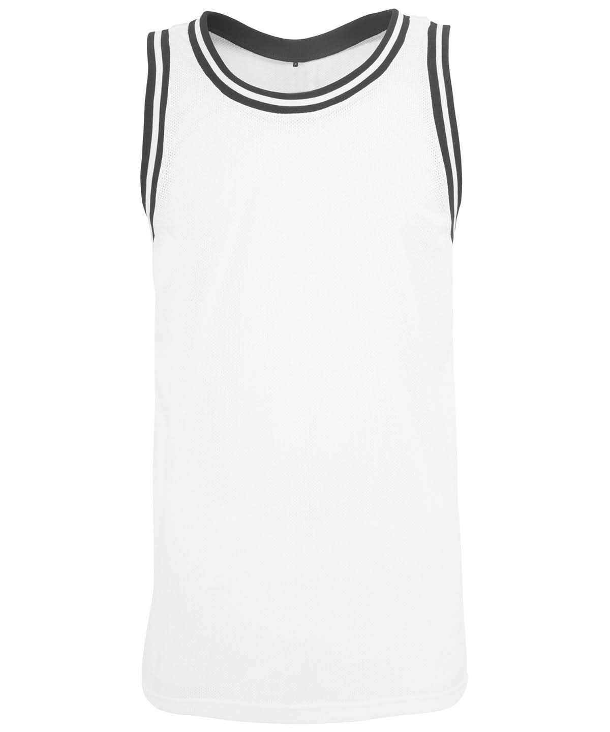 Build Your Brand BYB Mesh tank top BY009 - White Black - Customisable T-Shirt
