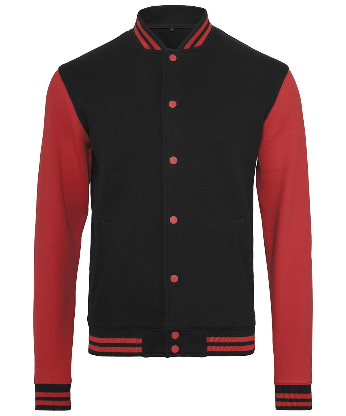 Build Your Brand BYB Sweat college jacket BY015 - Black Red - Customisable Jacket