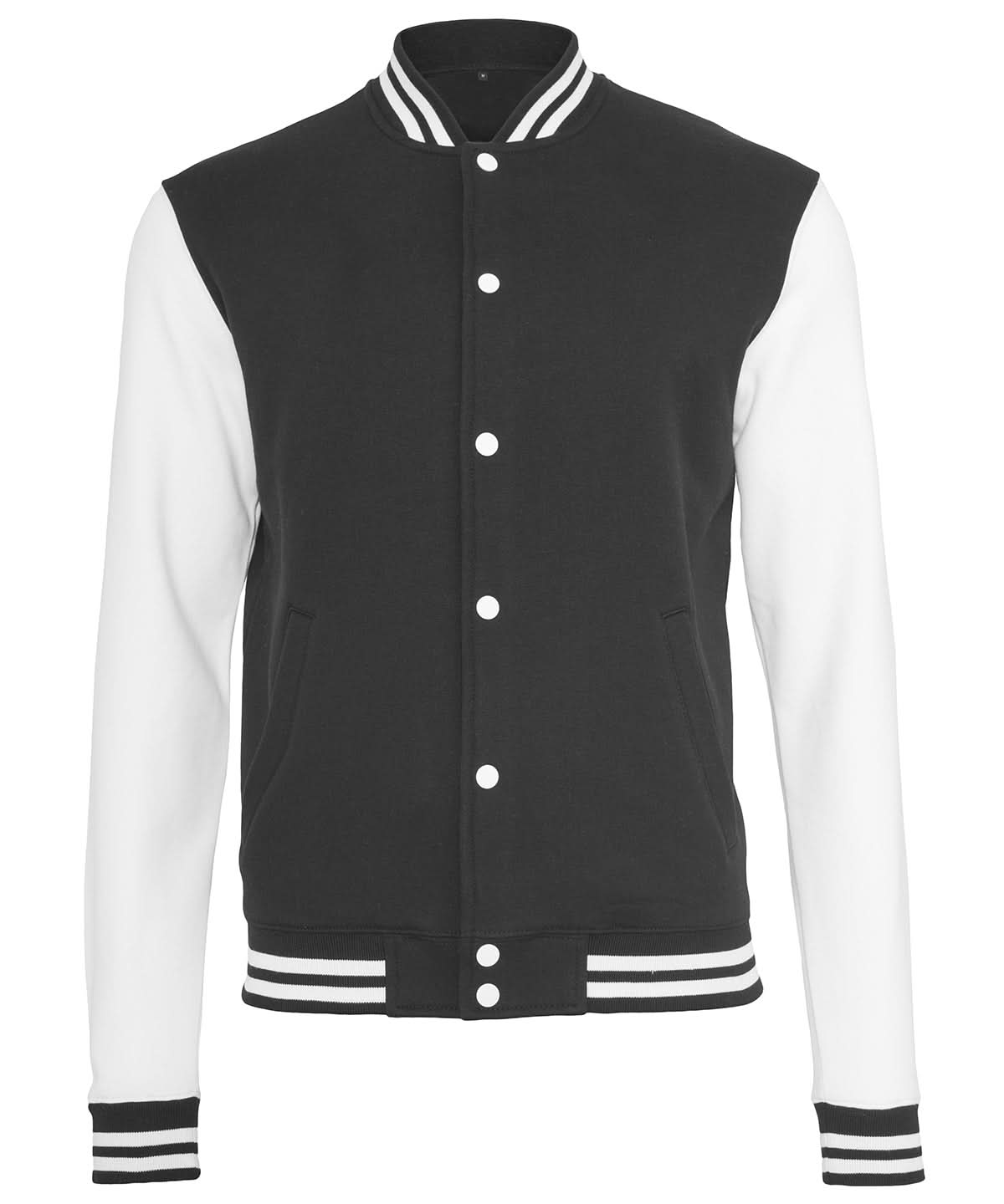 Build Your Brand BYB Sweat college jacket BY015 - Black White - Customisable Jacket
