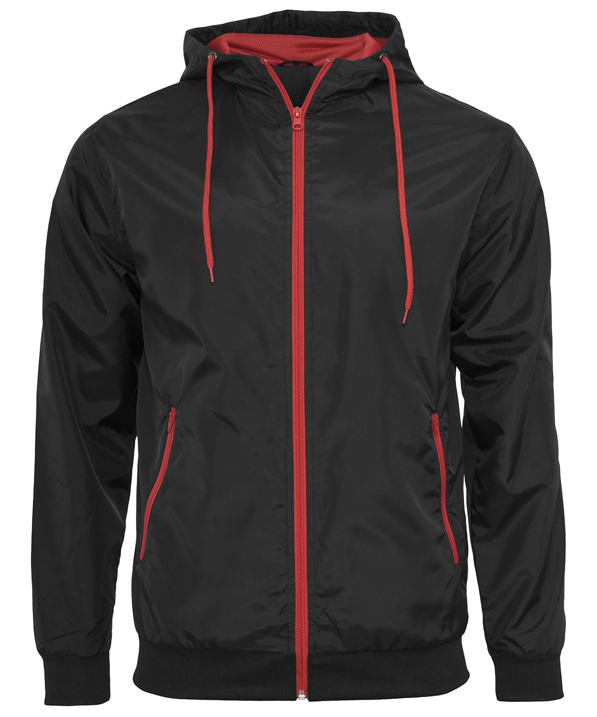 Build Your Brand BYB Wind runner BY016 - Black Red - Customisable Jacket