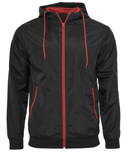 Build Your Brand BYB Wind runner BY016 - Black Red - Customisable Jacket