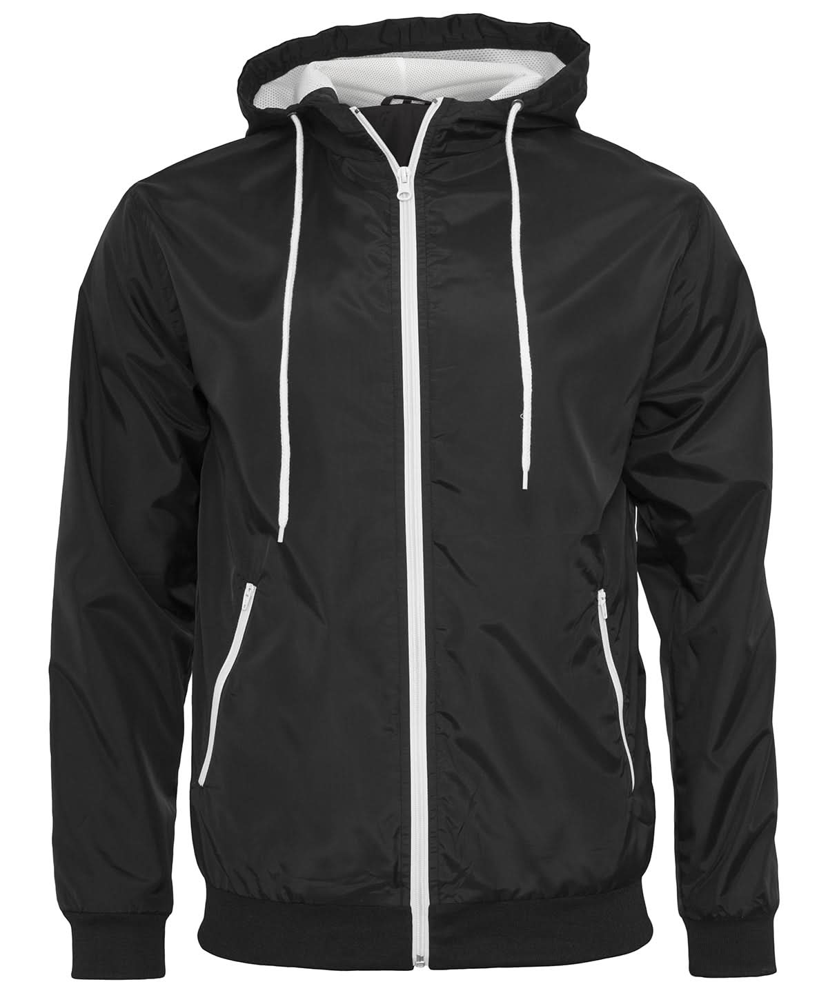 Build Your Brand BYB Wind runner BY016 - Black White - Customisable Jacket