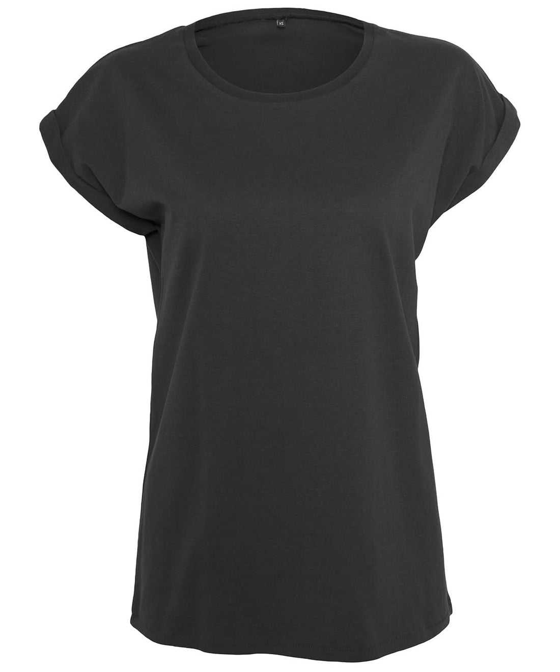 Build Your Brand BYB Womens extended shoulder tee Black BY021 - - Customisable T-Shirt