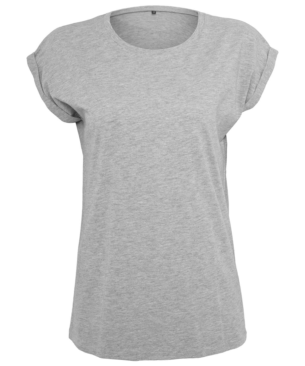 Build Your Brand BYB Womens extended shoulder tee Heather Grey BY021 - Heather Grey - Customisable T-Shirt