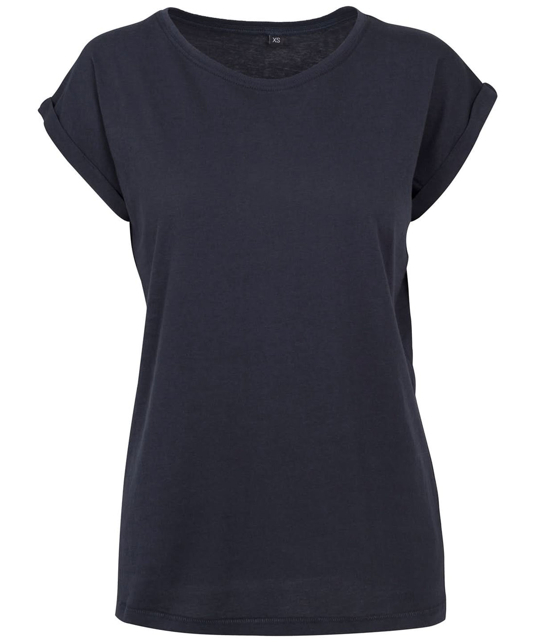 Build Your Brand BYB Womens extended shoulder tee Navy BY021 - Navy - Customisable T-Shirt