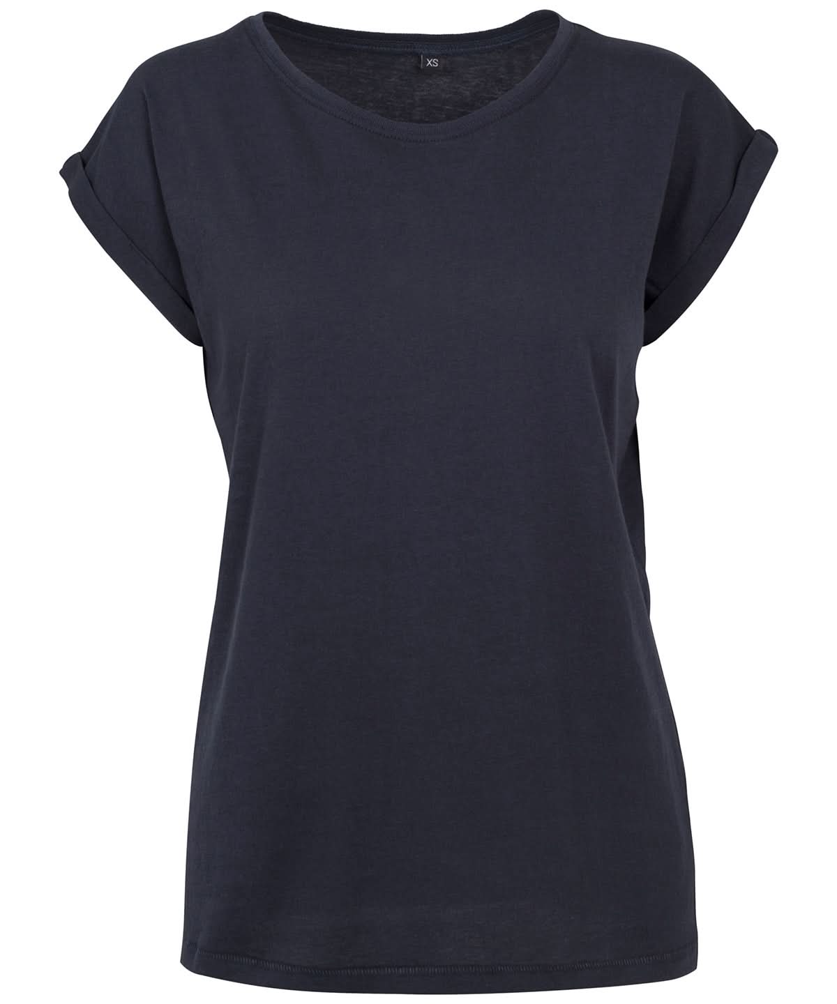 Build Your Brand BYB Womens extended shoulder tee Navy BY021 - Navy - Customisable T-Shirt