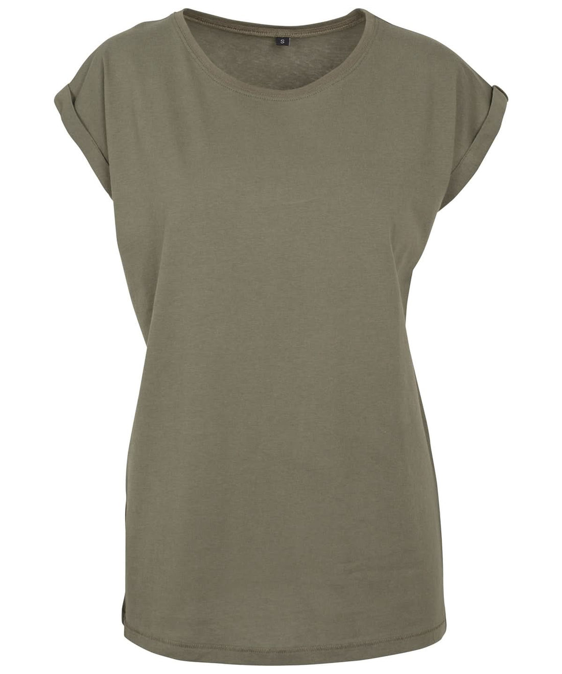 Build Your Brand BYB Womens extended shoulder tee Olive BY021 - Olive - Customisable T-Shirt