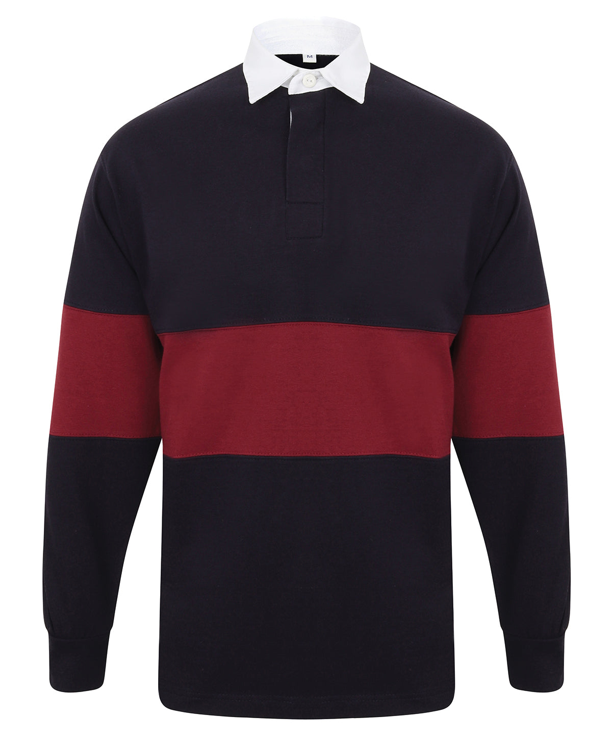 Panelled rugby shirt - FR07M - Navy Burgundy - Customisable Rugby Shirts