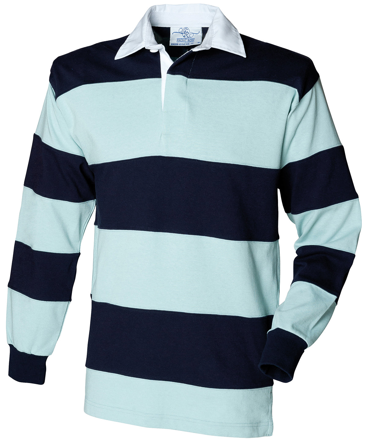Sewn stripe long sleeve rugby shirt - FR08M - Duck Egg Navy - Customisable Rugby Shirts