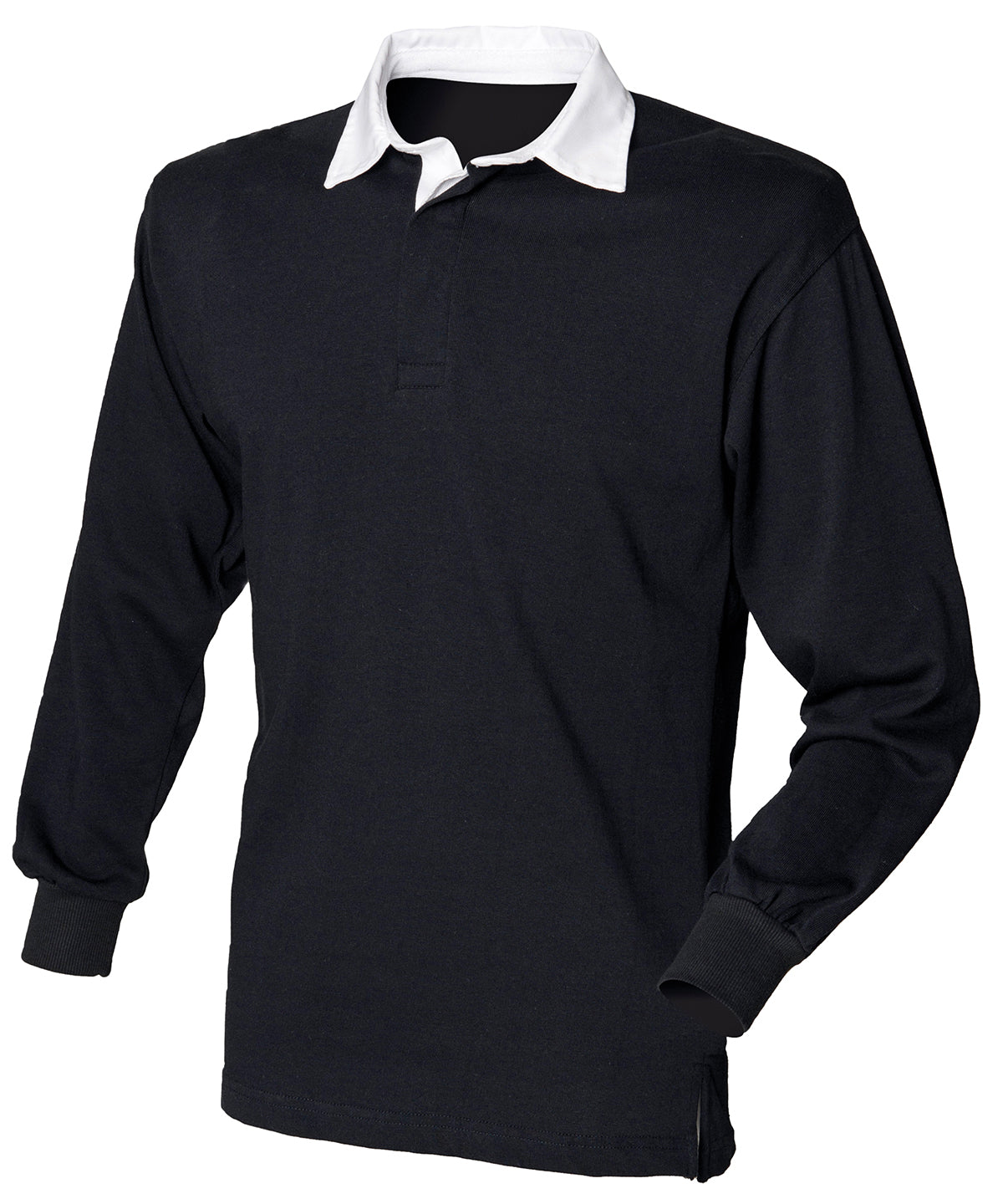 Long sleeve plain rugby shirt - FR100 - Black White* - Customisable Rugby Shirts