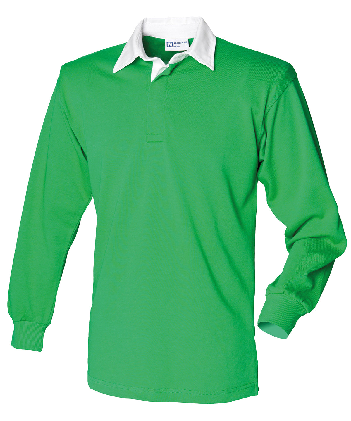 Long sleeve plain rugby shirt - FR100 - Bright Green White - Customisable Rugby Shirts