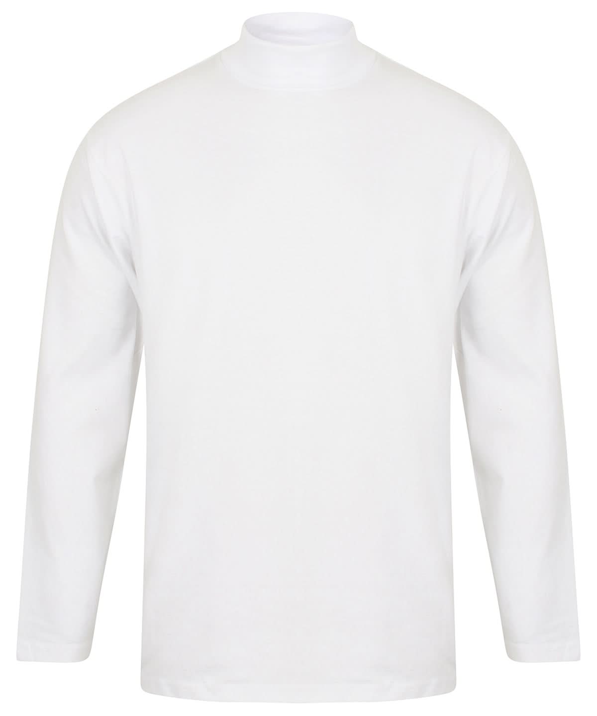 Henbury Long Sleeve Roll Neck Top HB020 - White S - Customisable Sweatshirts