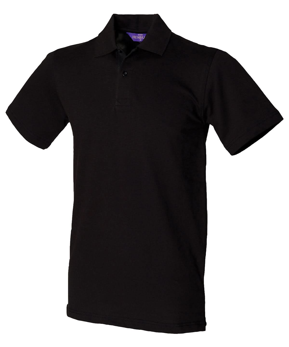 Henbury Stretch Piqu Polo Shirt HB305 - Black - Customisable Polos