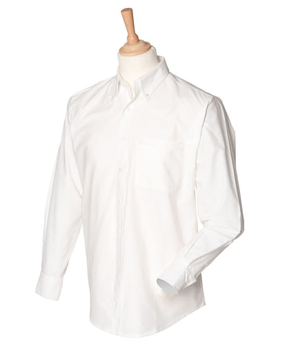 Henbury Long Sleeve Classic Oxford Shirt HB510 - White - Customisable Shirts