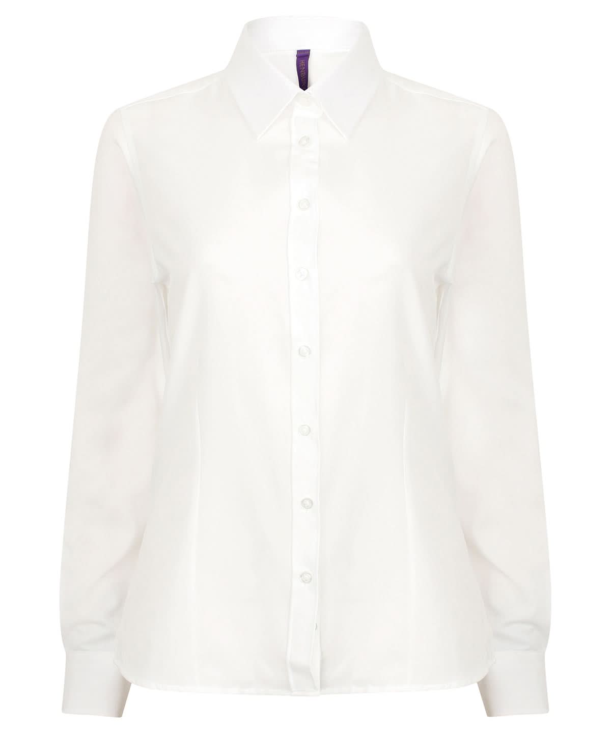 Henbury WomenS Wicking Antibacterial Long Sleeve Shirt HB591 - White - Customisable Shirts
