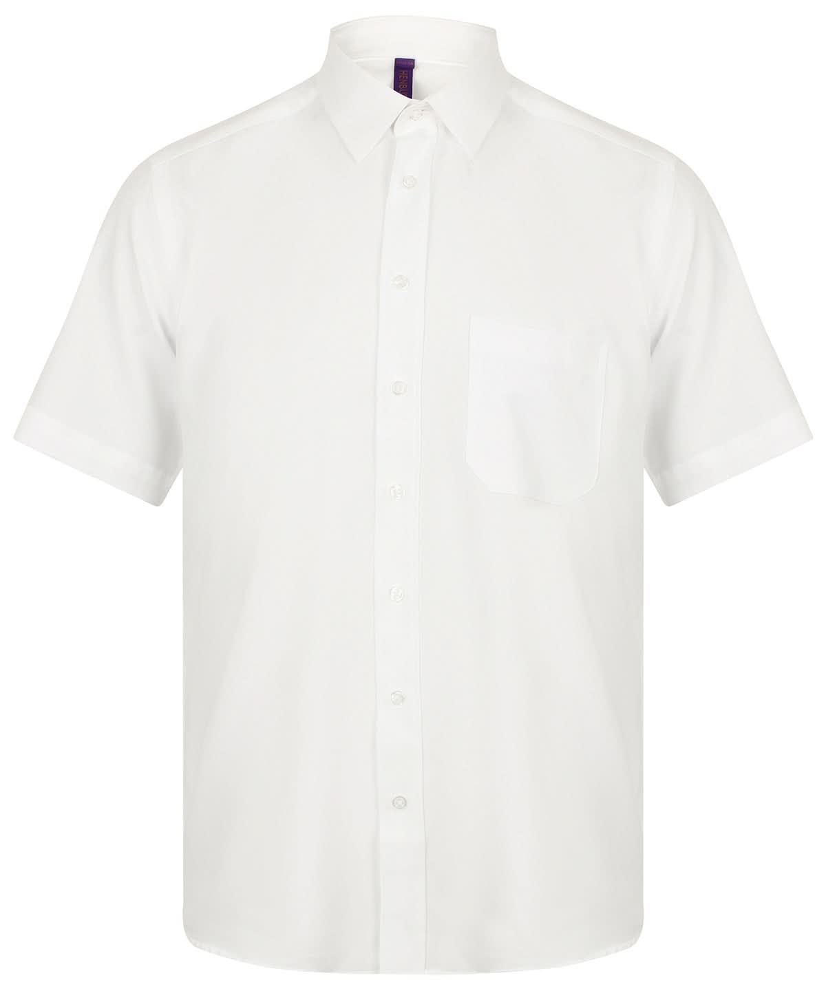 Henbury Wicking Antibacterial Short Sleeve Shirt HB595 - White - Customisable Shirts
