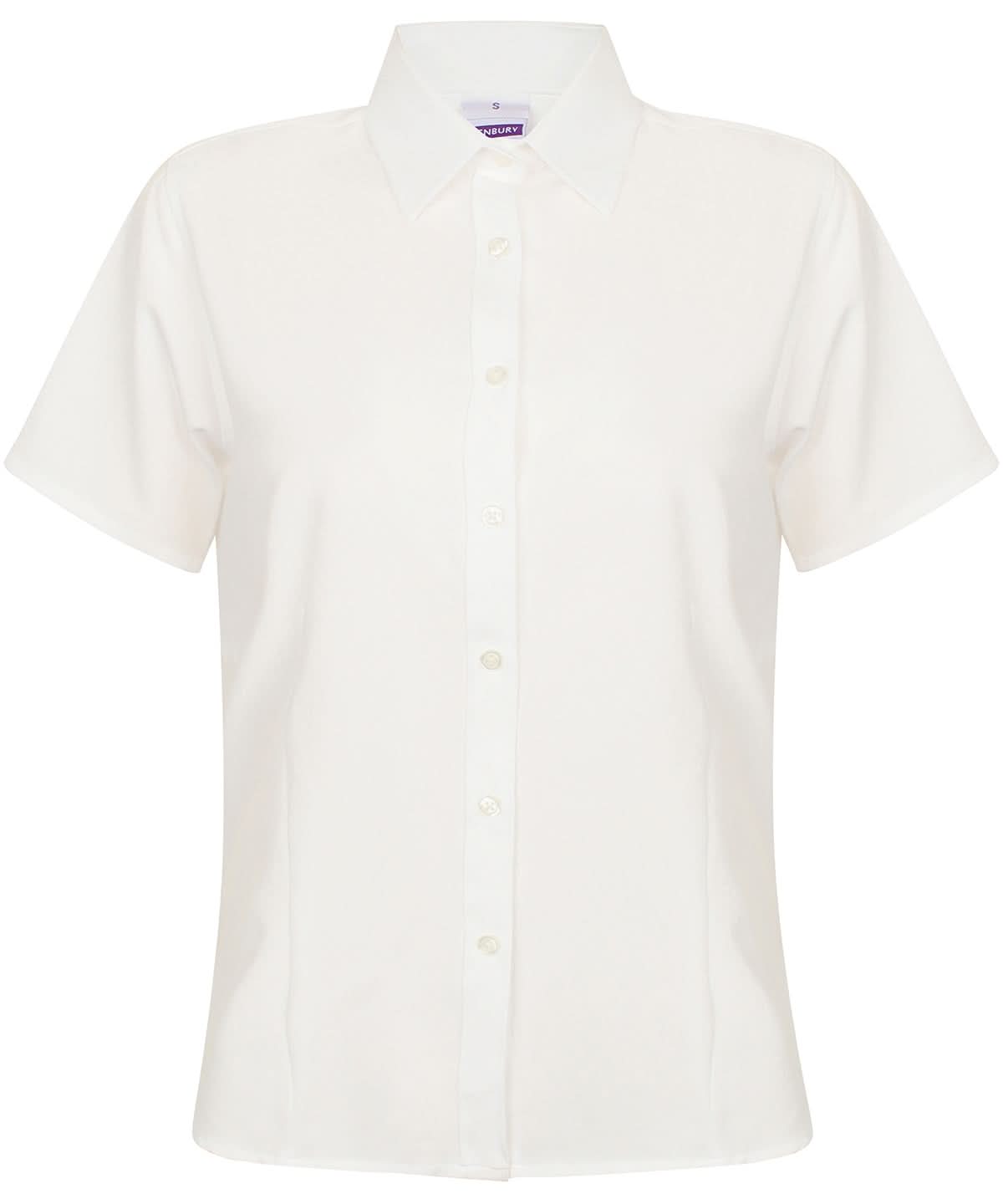 Henbury WomenS Wicking Antibacterial Short Sleeve Shirt HB596 - White - Customisable Shirts