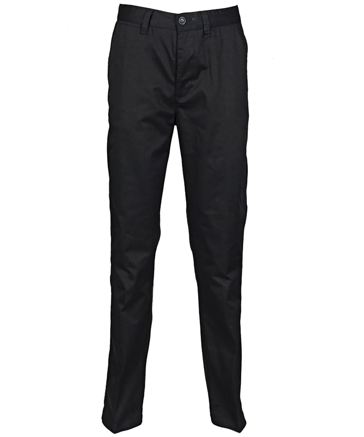 Henbury WomenS 6535 Flat Fronted Chino Trousers HB641 - Black - Customisable Trousers