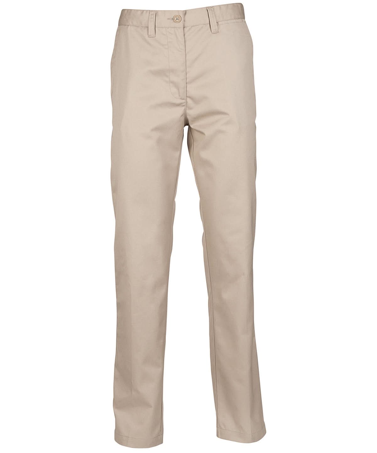 Henbury WomenS 6535 Flat Fronted Chino Trousers HB641 - Stone - Customisable Trousers