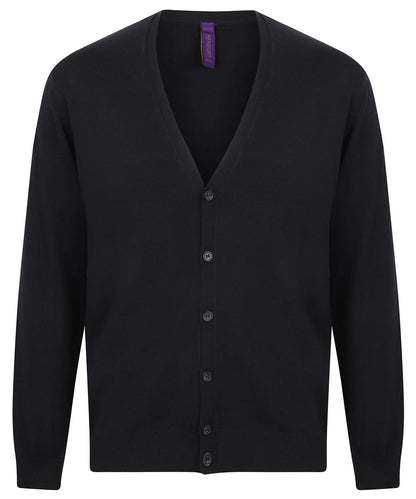 Henbury V Button Cardigan HB722 - Navy - Customisable Cardigans