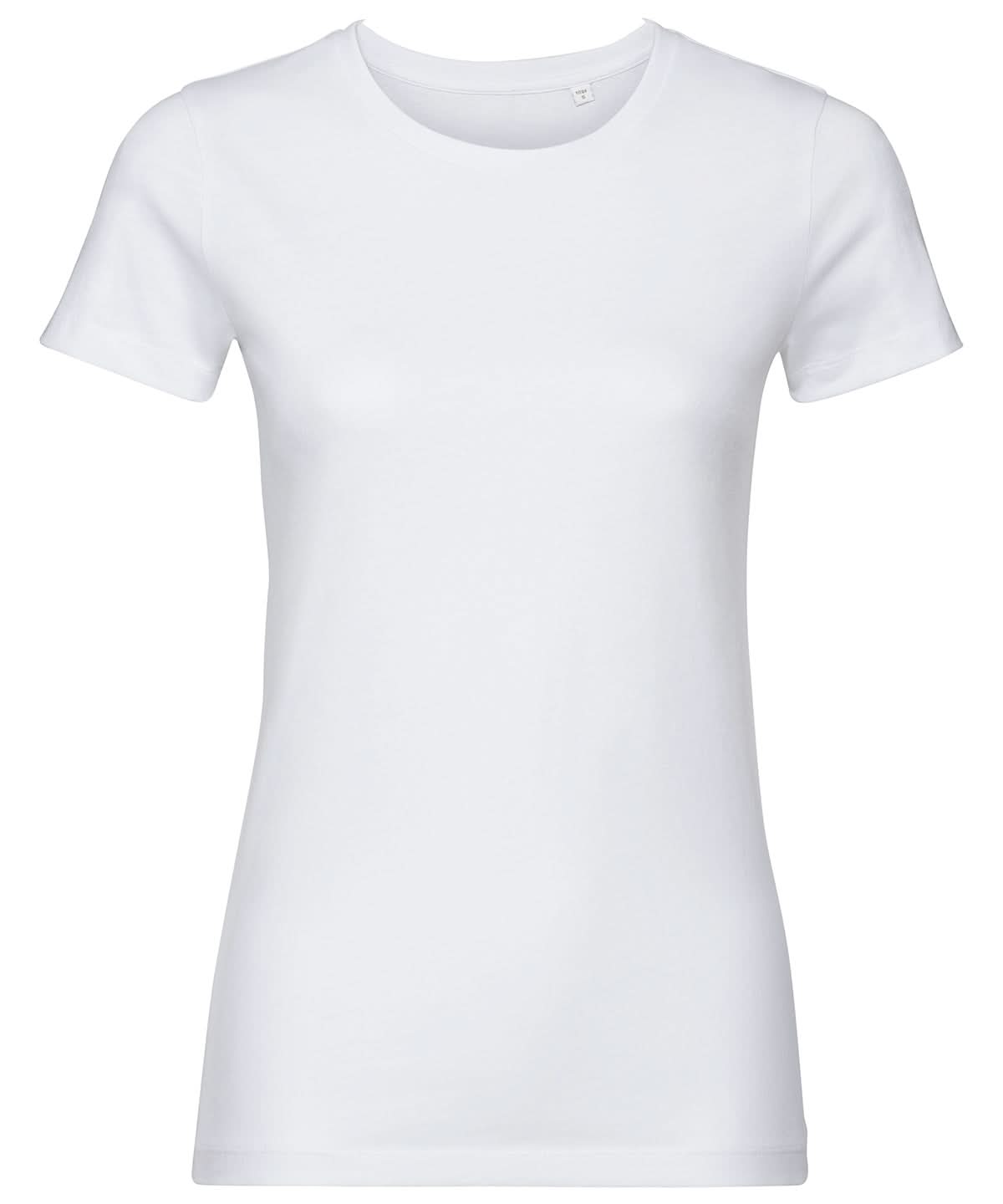Russell Short Sleeve Europe Womens pure organic tee J108F - White - Customisable T-Shirt