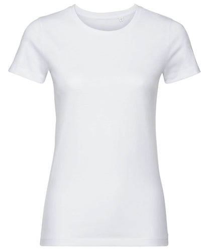 Russell Short Sleeve Europe Womens pure organic tee J108F - White - Customisable T-Shirt