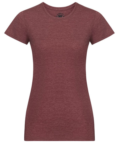 Russell Short Sleeve Europe Womens HD T j165f - Maroon Marl - Customisable T-Shirt