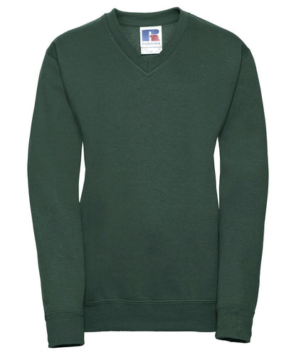 Russell Europe Kids v neck sweatshirt J272B - Bottle Green 11 12 Years - Customisable Sweatshirts
