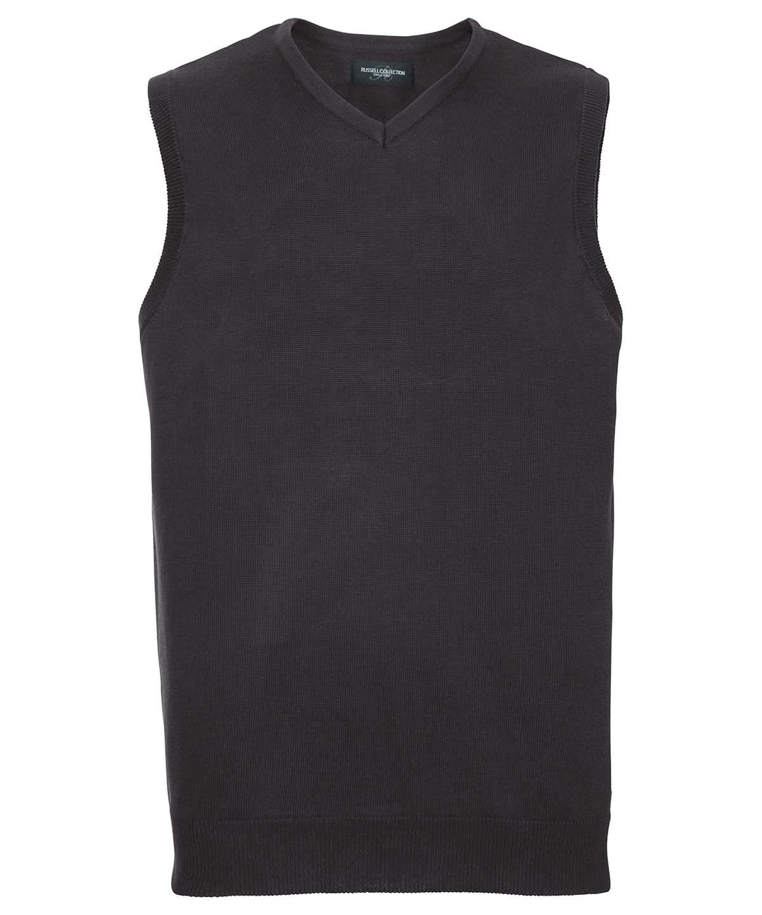 Russell Collection V neck sleeveless knitted sweater J716M - Black - Customisable Knitted Jumpers