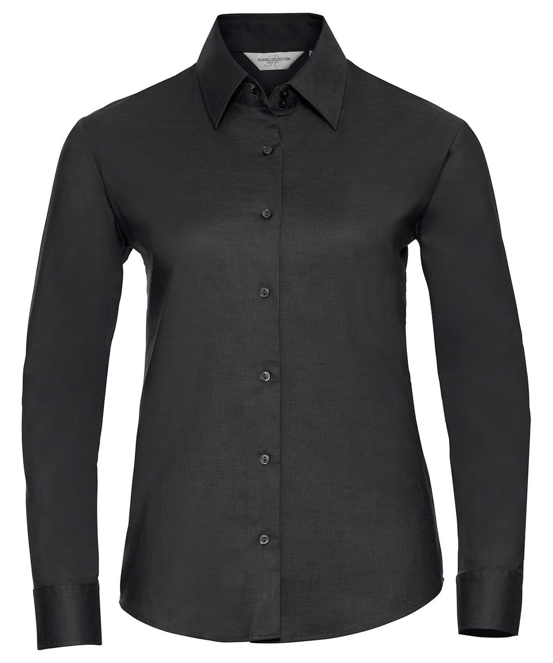 Russell Collection Womens long sleeve easycare Oxford shirt J932F - Black - Customisable Shirts