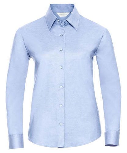 Russell Collection Womens long sleeve easycare Oxford shirt J932F - Oxford Blue - Customisable Shirts