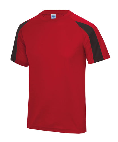 AWDis Just Cool Contrast cool T JC003 - Fire Red Jet Black - Customisable T-Shirt