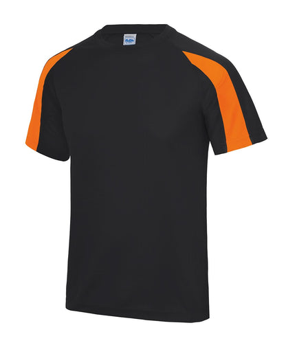 AWDis Just Cool Contrast cool T JC003 - Jet Black Electric Orange - Customisable T-Shirt