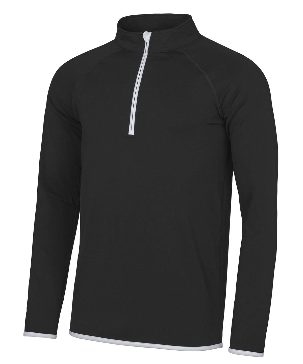 Awdis Just Cool Zip Sweatshirt JC031 - Jet Black Arctic White - Customisable Sweatshirts