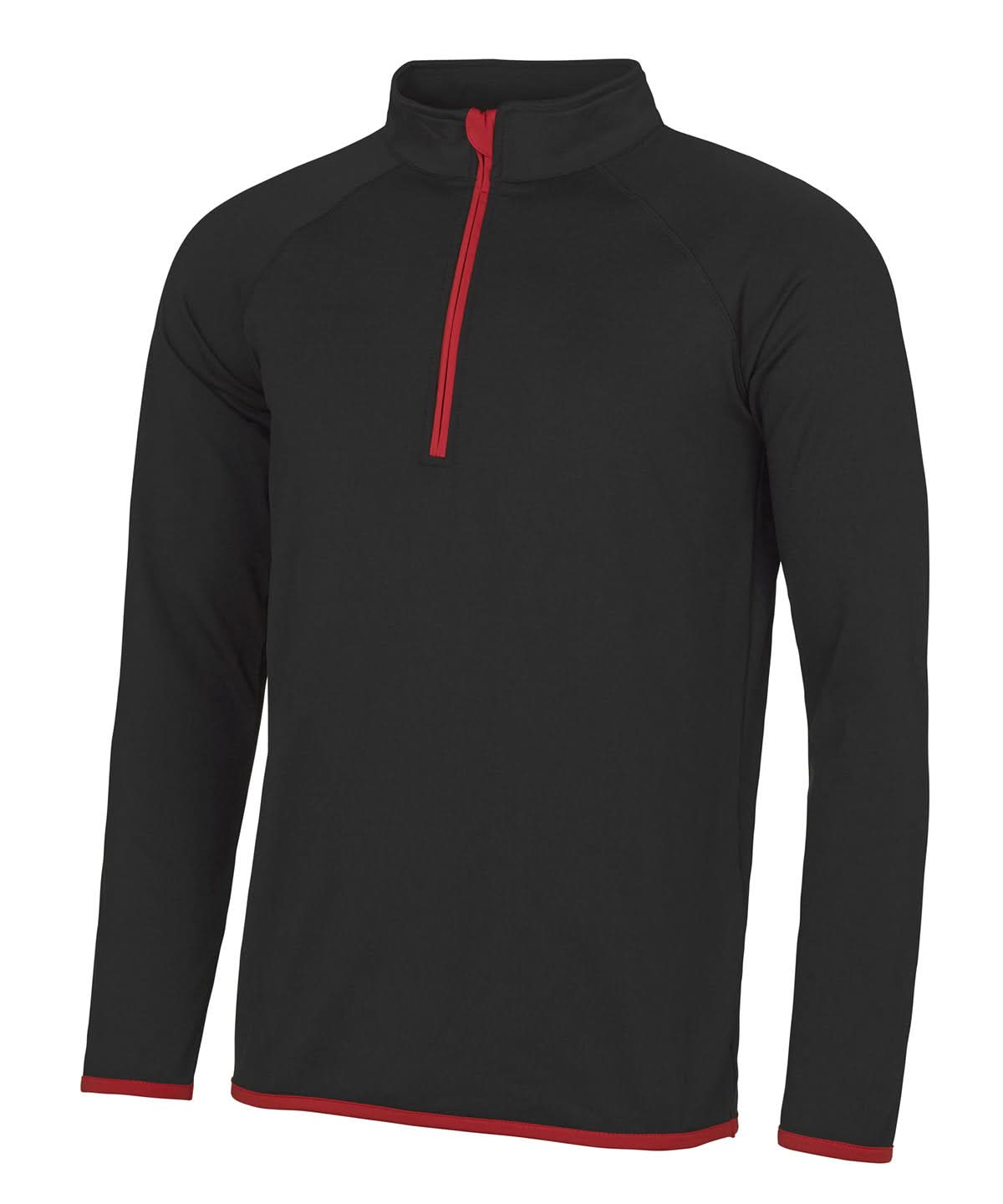 Awdis Just Cool Zip Sweatshirt JC031 - Jet Black Fire Red - Customisable Sweatshirts