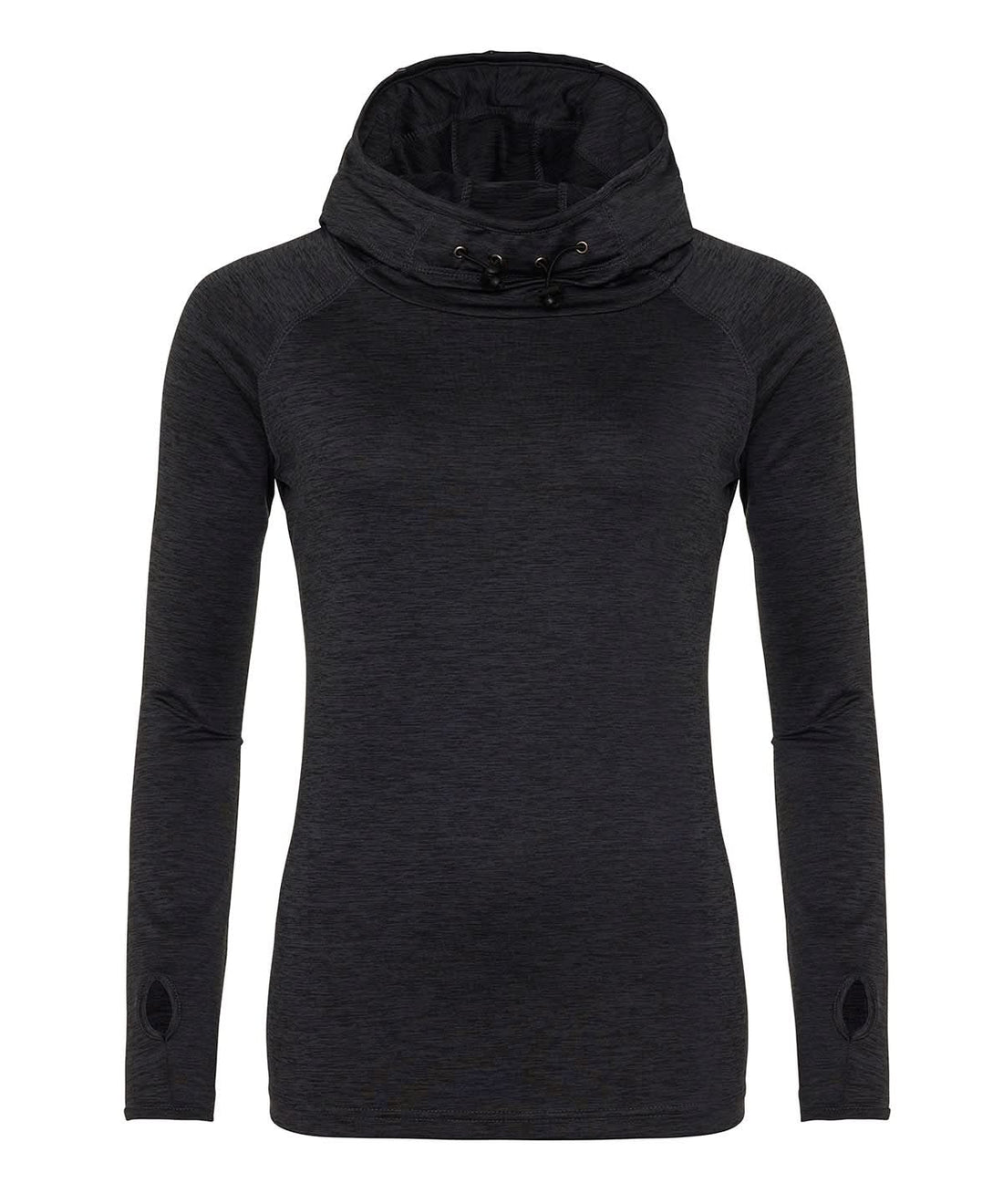 Womens cool cowl neck top - JC038 - Black Slate Melange - Customisable Sports Overtops