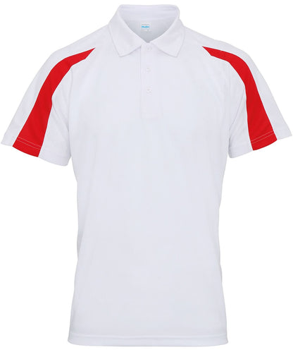 Awdis Just Cool Contrast Polo JC043 - Arctic White Fire Red - Customisable Polos
