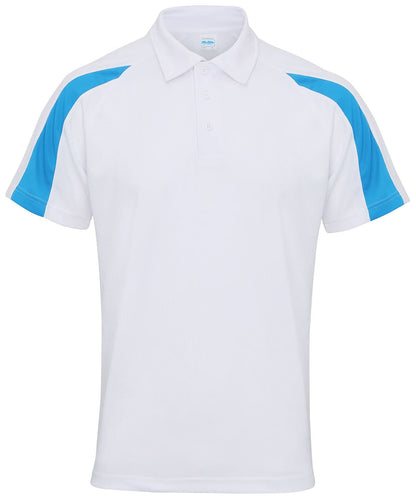 Awdis Just Cool Contrast Polo JC043 - Arctic White Sapphire Blue - Customisable Polos
