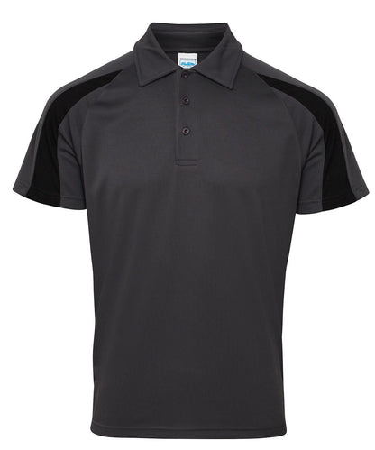 Awdis Just Cool Contrast Polo JC043 - Charcoal Jet Black - Customisable Polos