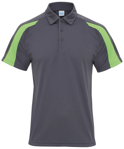 Awdis Just Cool Contrast Polo JC043 - Charcoal Lime Green - Customisable Polos